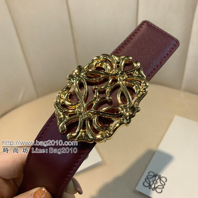 LOEWE女士皮帶 羅意威經典銅扣手掌紋雙面牛皮腰帶  jjp1812
